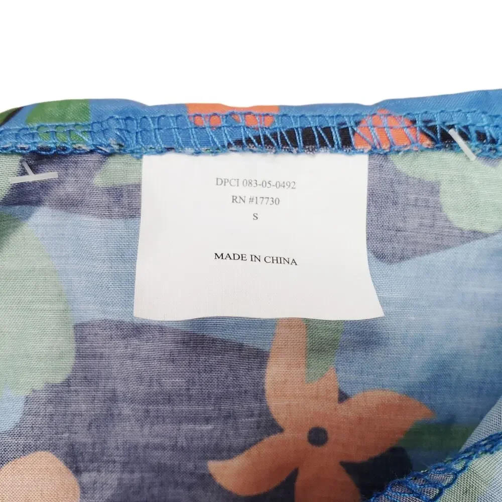 DOGGIE HAWAIIAN SHIRT BLUE BLACK ORANGE & GREEN FLORAL SIZE SMALL VELCRO CLOSURE - Picture 4 of 4